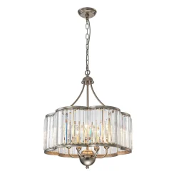 Shabby Chic Antique Silver Crystal Cage Pendant Light