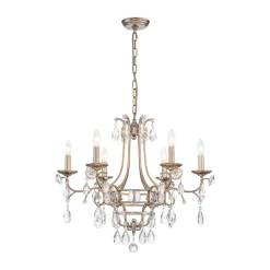 Shabby Chic 6-Light Crystal Empire Candle Chandelier