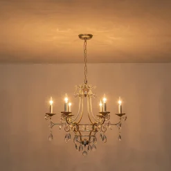 Shabby Chic 6-Light Crystal Empire Candle Chandelier