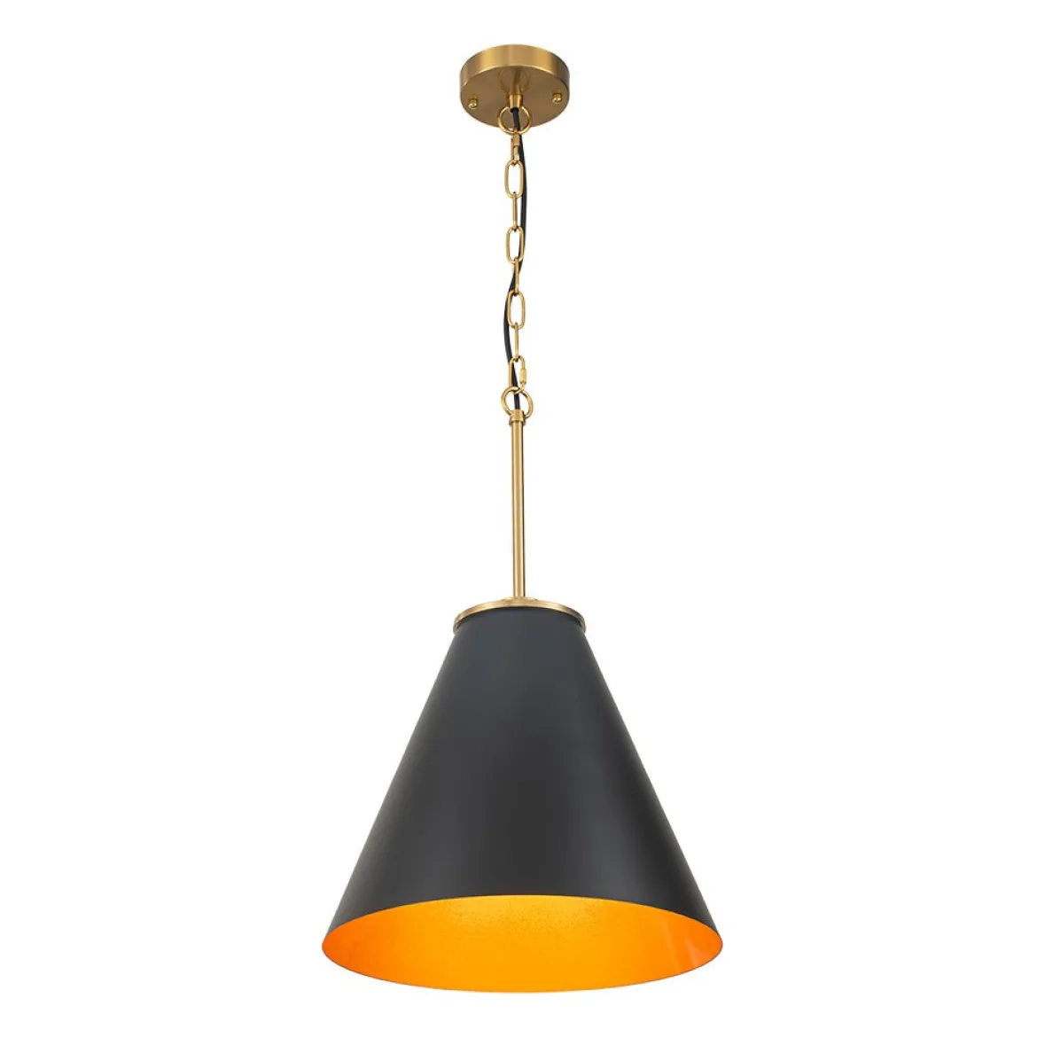 Shaker Brass Black 1-Light Metal Conical Kitchen Pendant