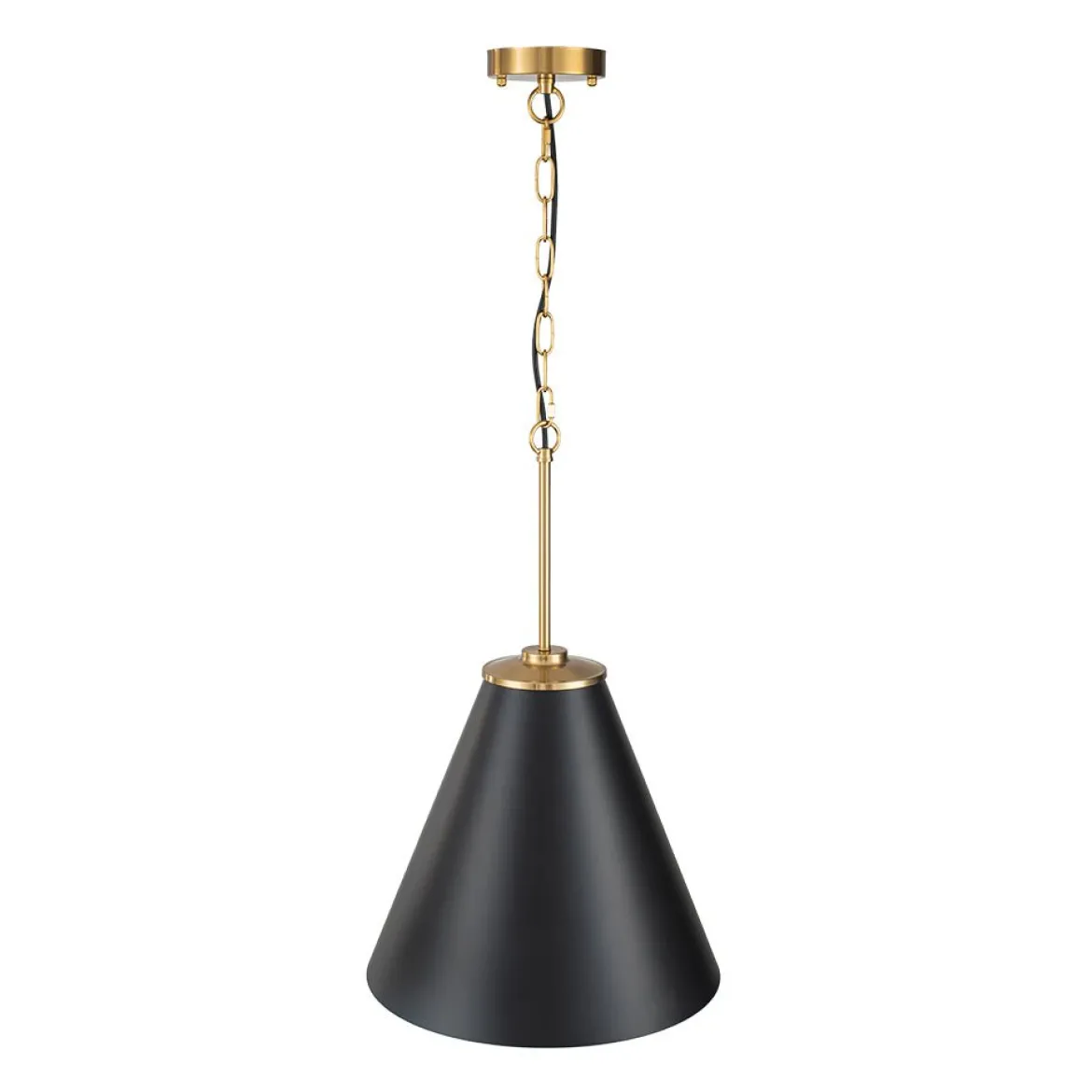 Shaker Brass Black 1-Light Metal Conical Kitchen Pendant