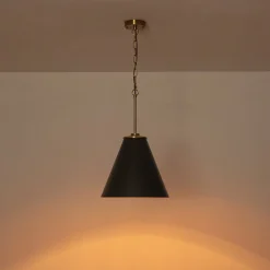 Shaker Brass Black 1-Light Metal Conical Kitchen Pendant