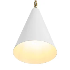 Shaker 1-Light Brass White Iron Conical Kitchen Pendant