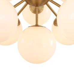 Shine Lustre Opal Glass Bubble Sputnik Semi Flush Chandelier