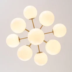 Shine Lustre Opal Glass Bubble Sputnik Semi Flush Chandelier