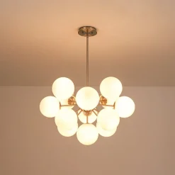 Shine Lustre Opal Glass Bubble Sputnik Semi Flush Chandelier
