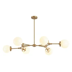 Shine Opal Glass Globe Linear Branch Island Chandelier