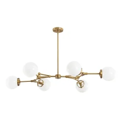 Shine Opal Glass Globe Linear Branch Island Chandelier