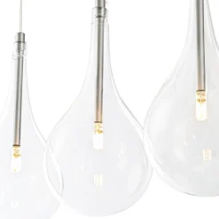 Silver 5-Light Clear Glass Teardrop Linear Island Pendant