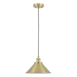 Simple Brass 1-Light Metal Flat Conical Kitchen Pendant