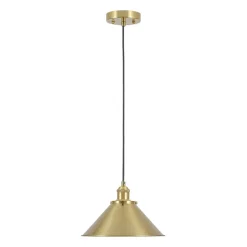 Simple Brass 1-Light Metal Flat Conical Kitchen Pendant
