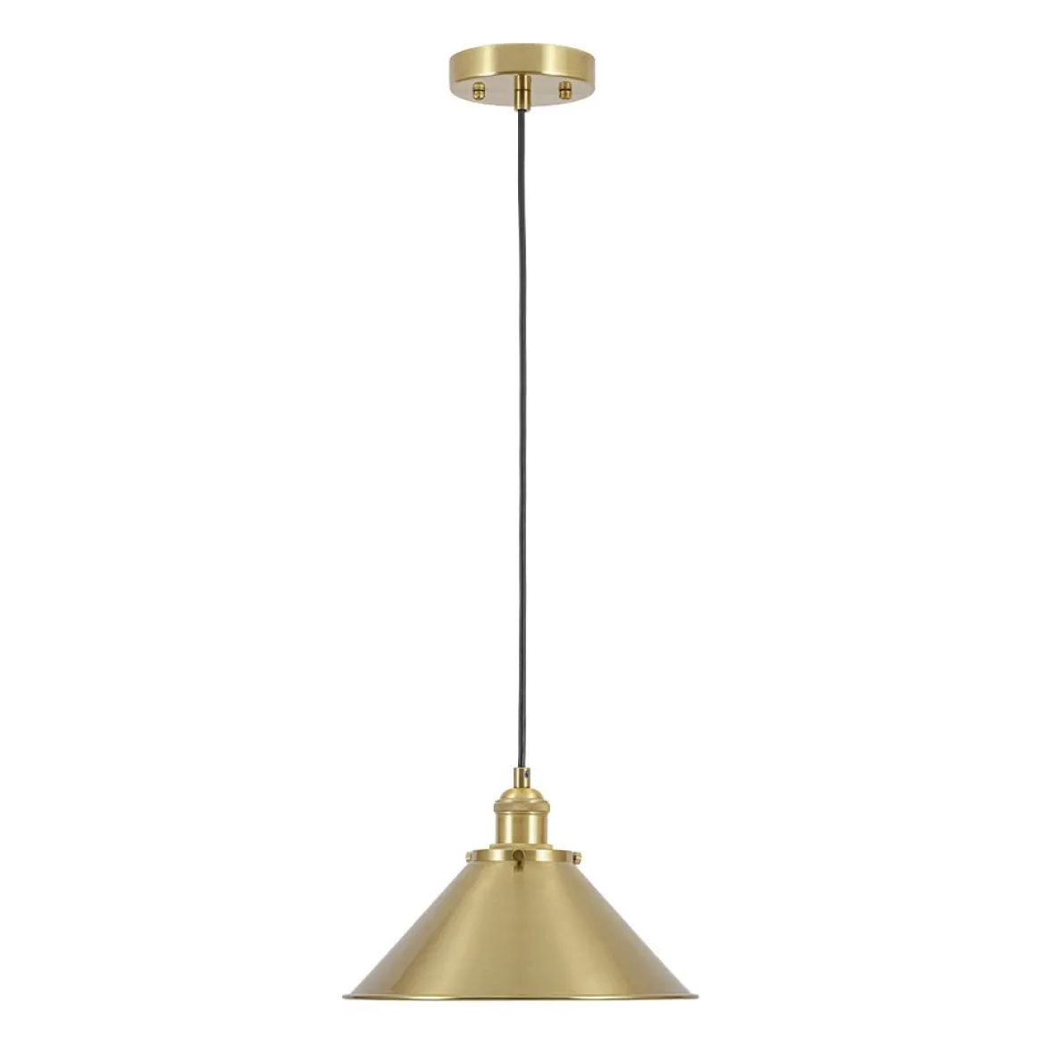 Simple Brass 1-Light Metal Flat Conical Kitchen Pendant