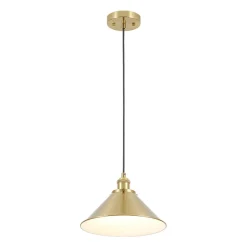 Simple Brass 1-Light Metal Flat Conical Kitchen Pendant