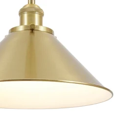 Simple Brass 1-Light Metal Flat Conical Kitchen Pendant
