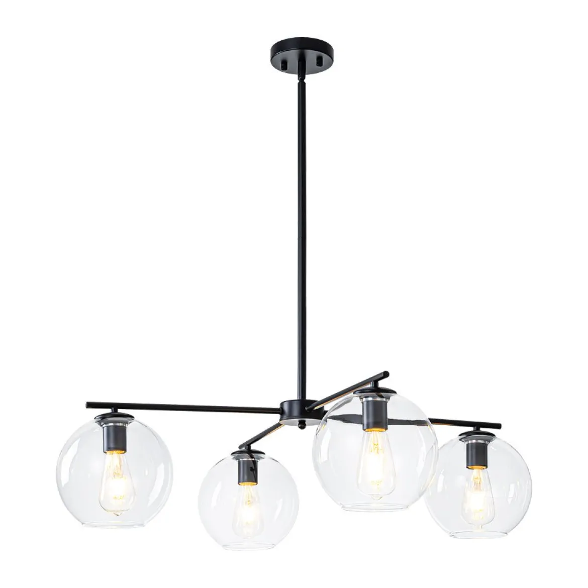 Simple 4-light Clear Glass Globe Round Sputnik Chandelier