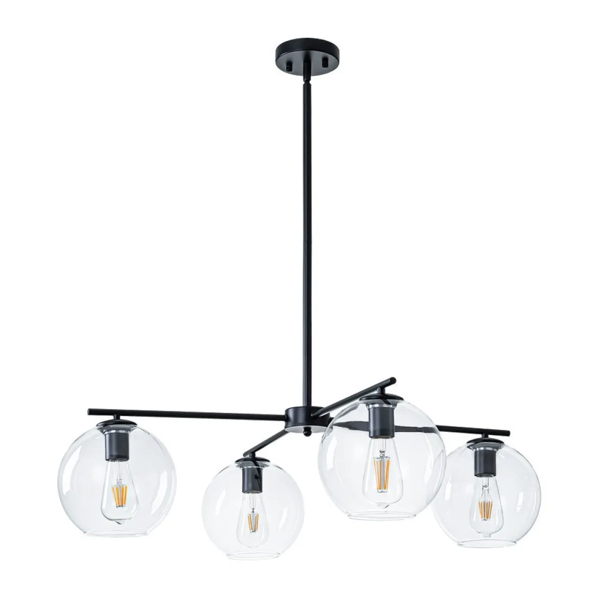 Simple 4-light Clear Glass Globe Round Sputnik Chandelier