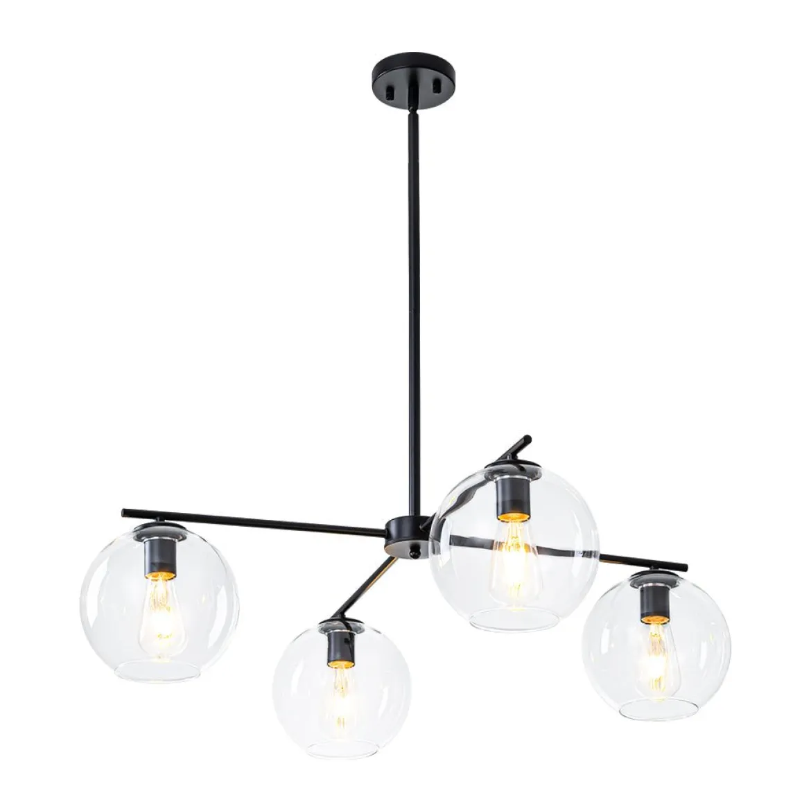 Simple 4-light Clear Glass Globe Round Sputnik Chandelier