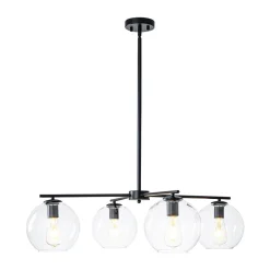 Simple 4-light Clear Glass Globe Round Sputnik Chandelier
