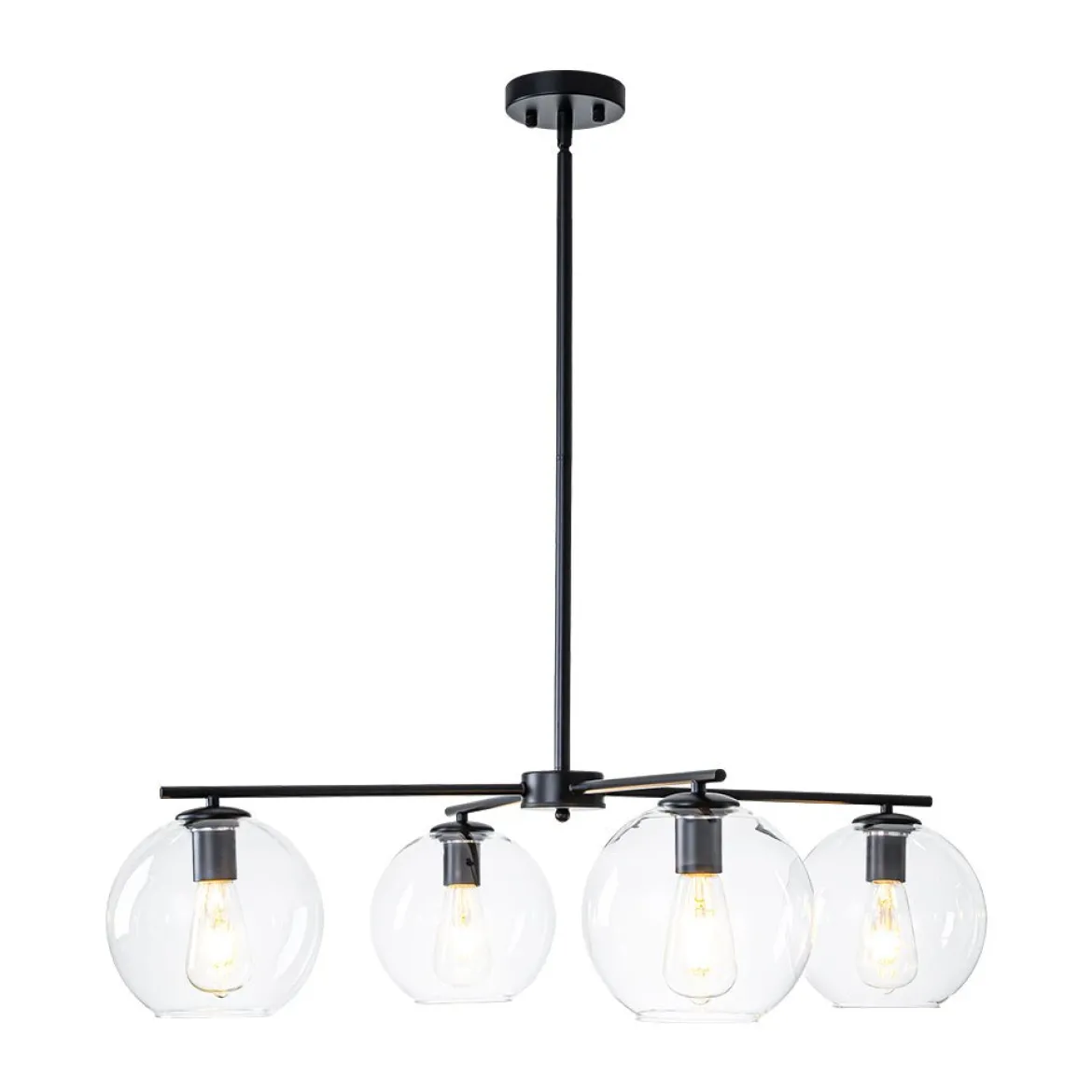 Simple 4-light Clear Glass Globe Round Sputnik Chandelier