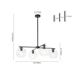 Simple 4-light Clear Glass Globe Round Sputnik Chandelier