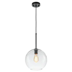 Simple Mid-Century 1-Light Clear Glass Globe Pendant Light