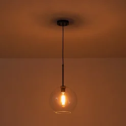 Simple Mid-Century 1-Light Clear Glass Globe Pendant Light