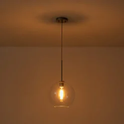 Simple Mid-Century 1-Light Clear Glass Globe Pendant Light