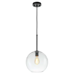 Simple Mid-Century 1-Light Clear Glass Globe Pendant Light