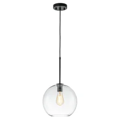 Simple Mid-Century 1-Light Clear Glass Globe Pendant Light