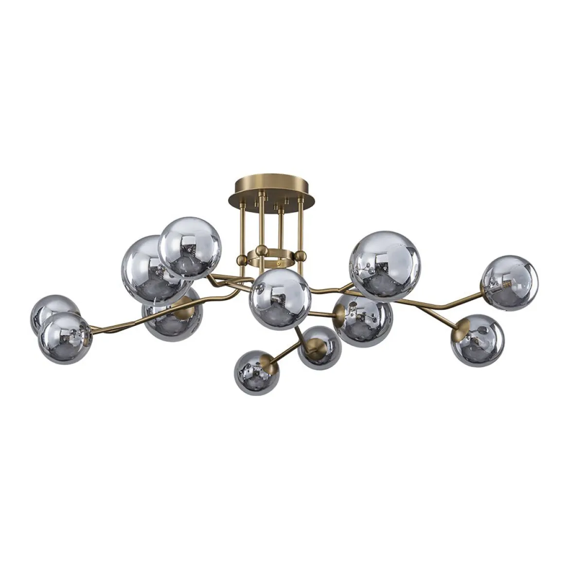Smoked Glass Bubble Branch Sputnik Semi Flush Chandelier