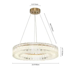 Textured Glass Icy Style Ring Dimmable LED Chandelier
