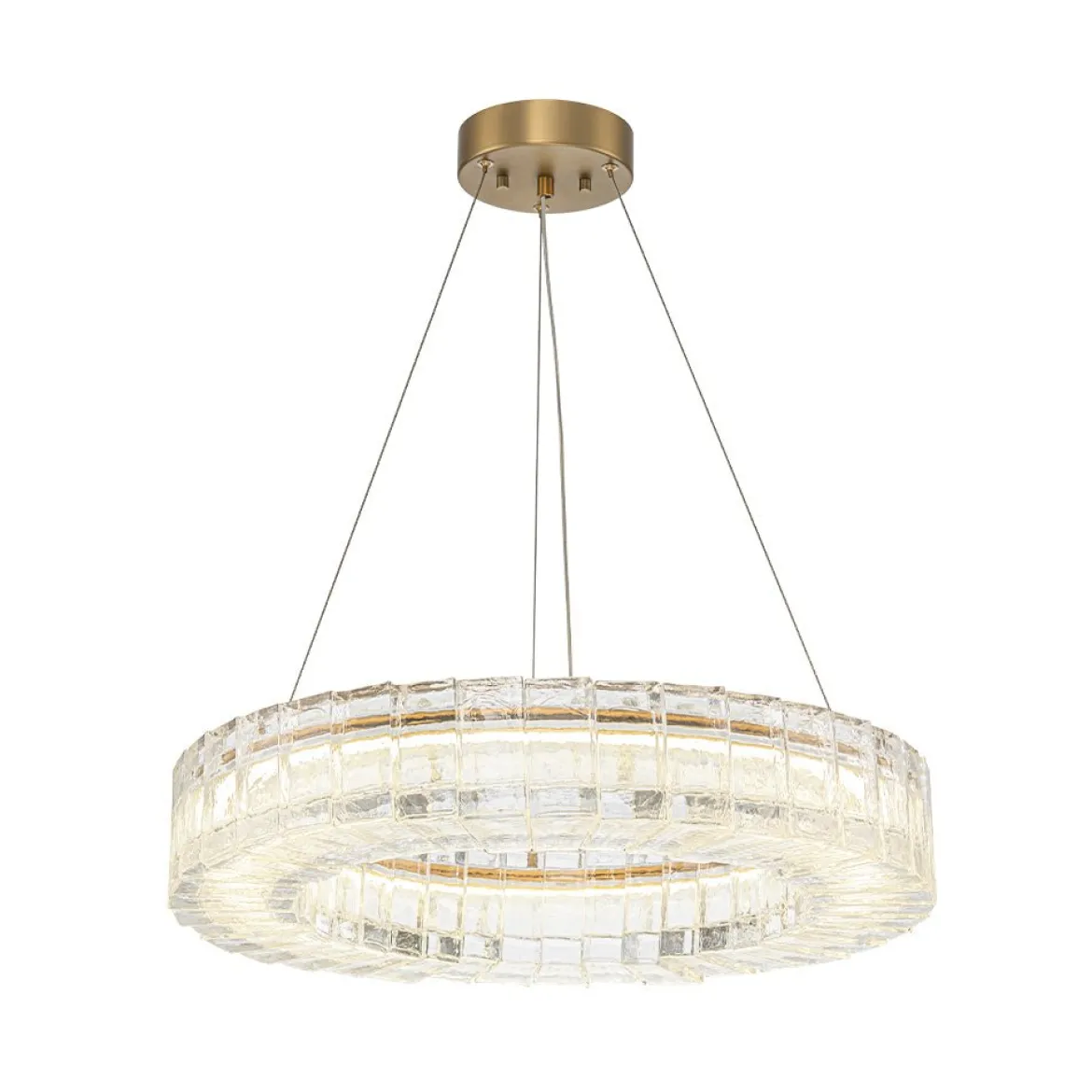 Textured Glass Icy Style Ring Dimmable LED Chandelier