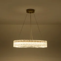 Textured Glass Icy Style Ring Dimmable LED Chandelier