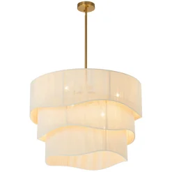 3-Tier Beige Woven Thread Drum Pendant Light