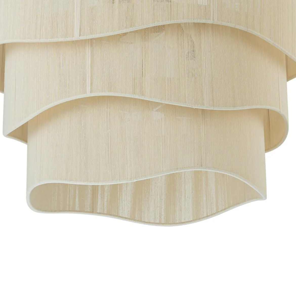 3-Tier Beige Woven Thread Drum Pendant Light