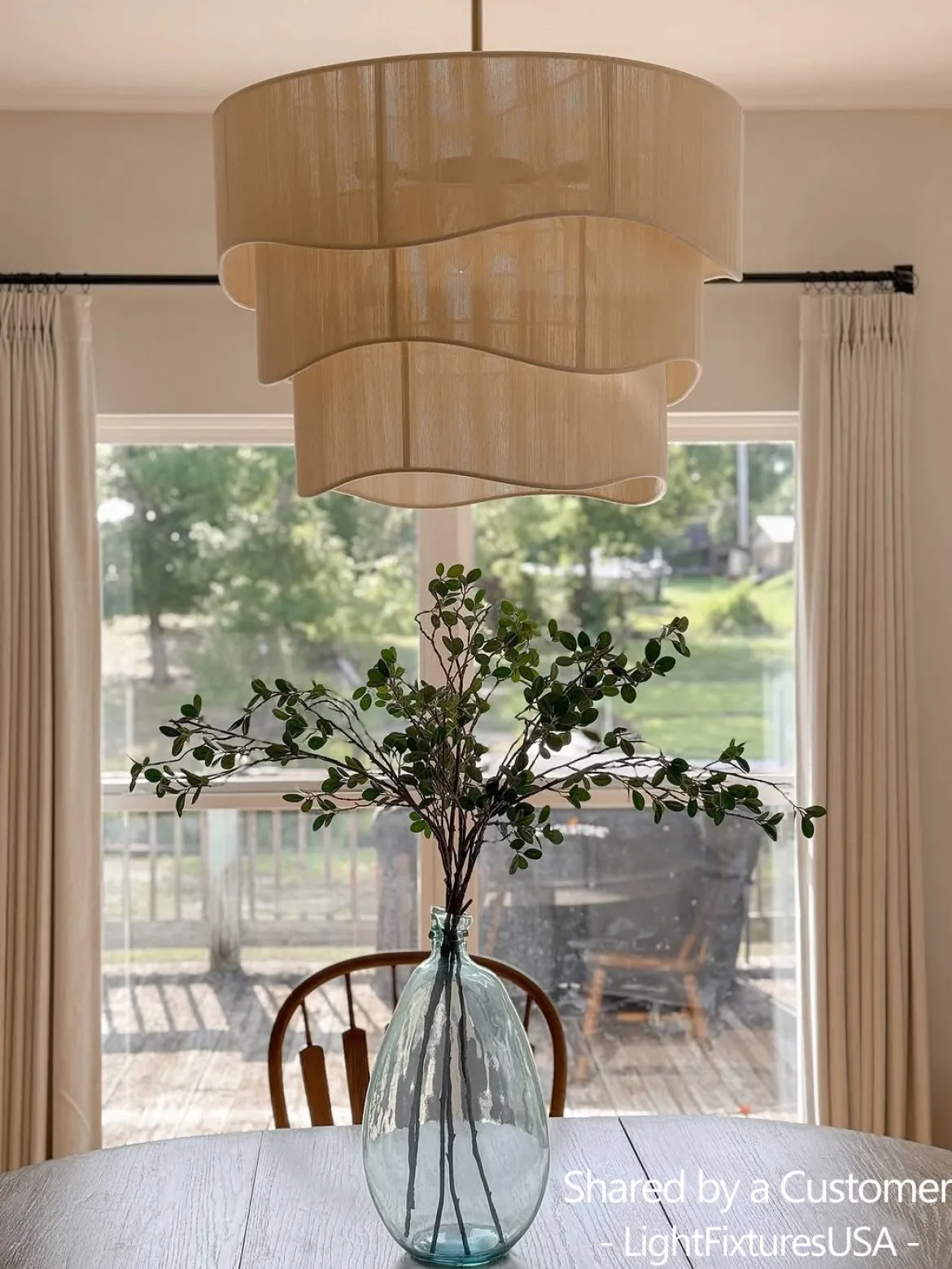 3-Tier Beige Woven Thread Drum Pendant Light