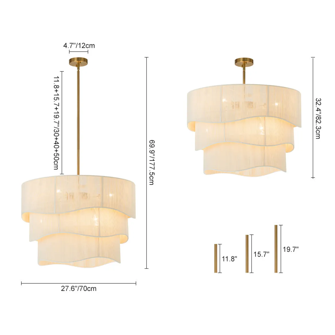3-Tier Beige Woven Thread Drum Pendant Light