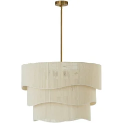 3-Tier Beige Woven Thread Drum Pendant Light