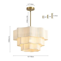 3-Tier Beige Woven Thread Round Cage Pendant Light