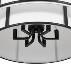2-Tier Large White Fabric Drum Cage Chandelier