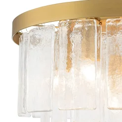 Tiered Hammered Water Glass Round Semi Flush Mount