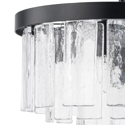 Tiered Hammered Water Glass Round Semi Flush Mount