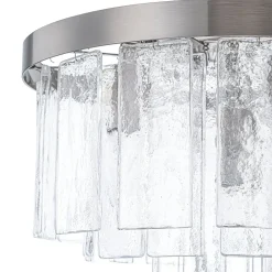 Tiered Hammered Water Glass Round Semi Flush Mount