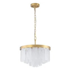 Tiered Opal Swirl Glass Round Semi Flush Mount Chandelier