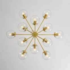 Tiered Ribbed Glass Globe Round Sputnik Chandelier
