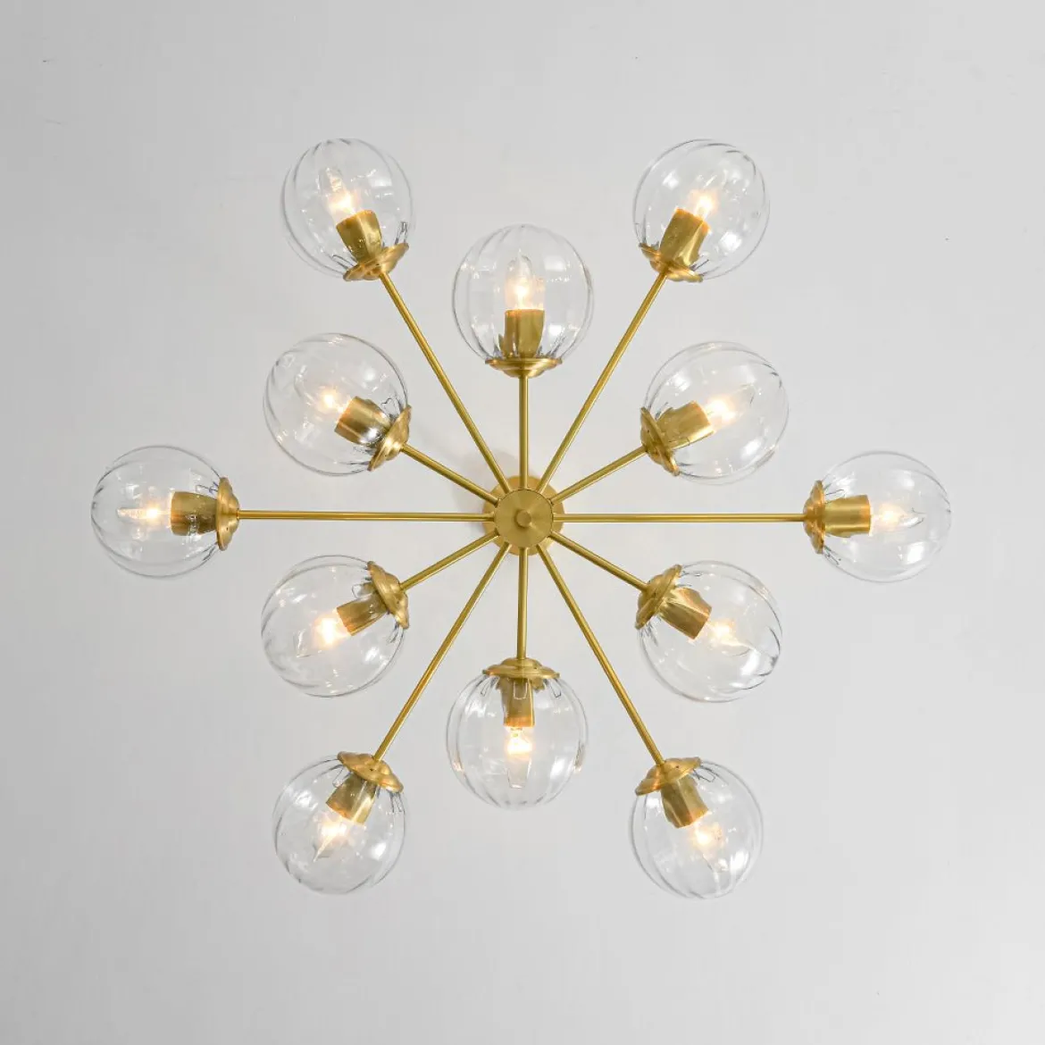 Tiered Ribbed Glass Globe Round Sputnik Chandelier