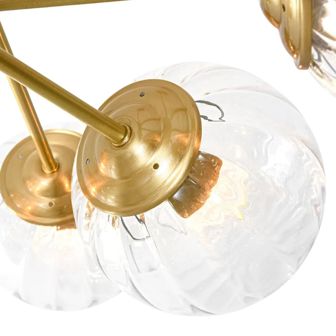 Tiered Ribbed Glass Globe Round Sputnik Chandelier