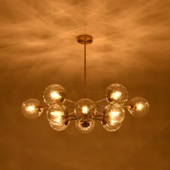 Tiered Ribbed Glass Globe Round Sputnik Chandelier