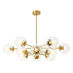 Tiered Ribbed Glass Globe Round Sputnik Chandelier
