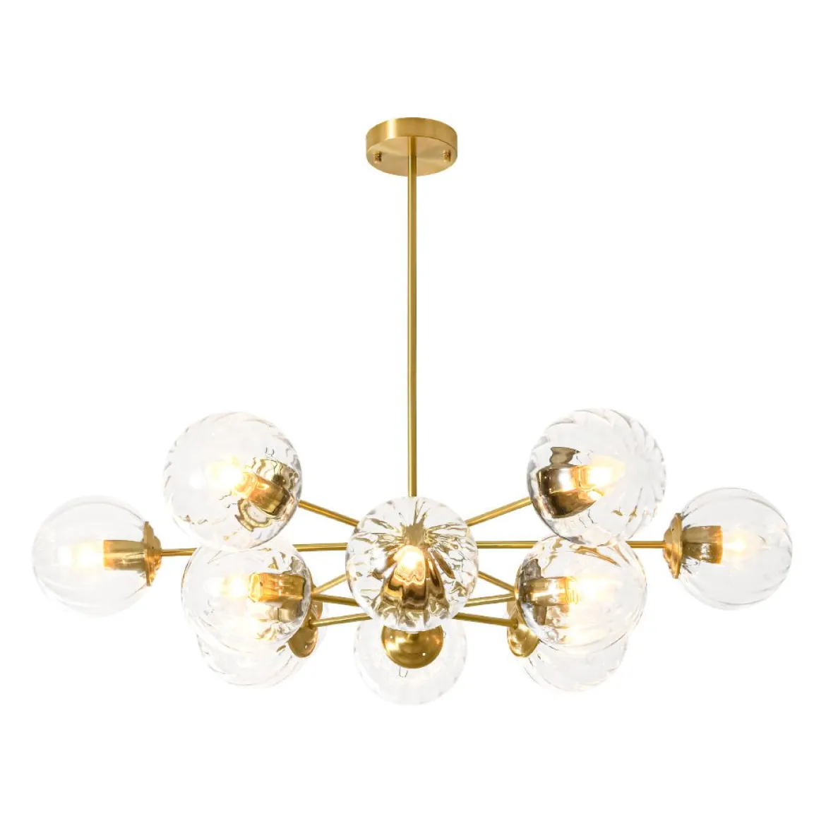 Tiered Ribbed Glass Globe Round Sputnik Chandelier